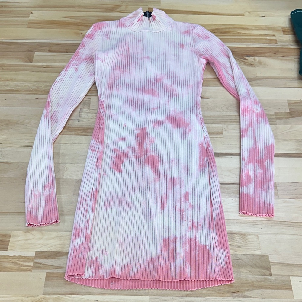 Cotton Citizen Pink Tie-Dye Ribbed Dress